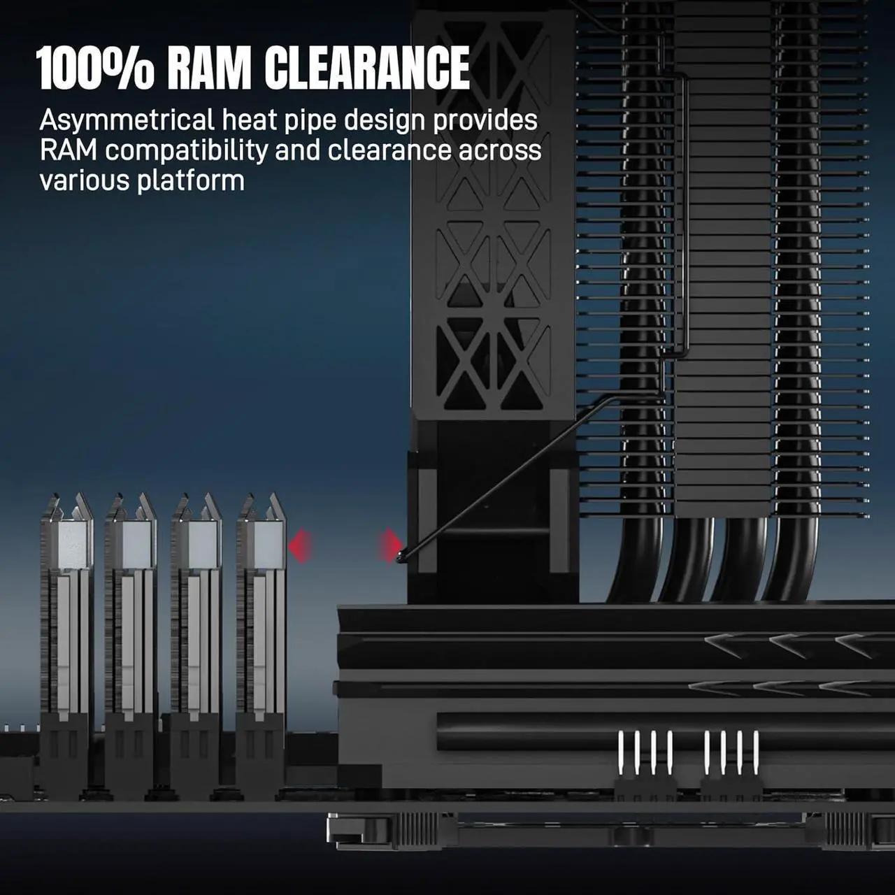 Alt view image 6 of 7 - DARKROCK PX4 CPU Air Cooler High-Performance 180w TDP 4 Copper Heat Pipes CPU Cooler Cover 120MM PWM Fan Low Noise - Intel LGA 1700/1200/115X, AMD AM5/AMD4 All Black