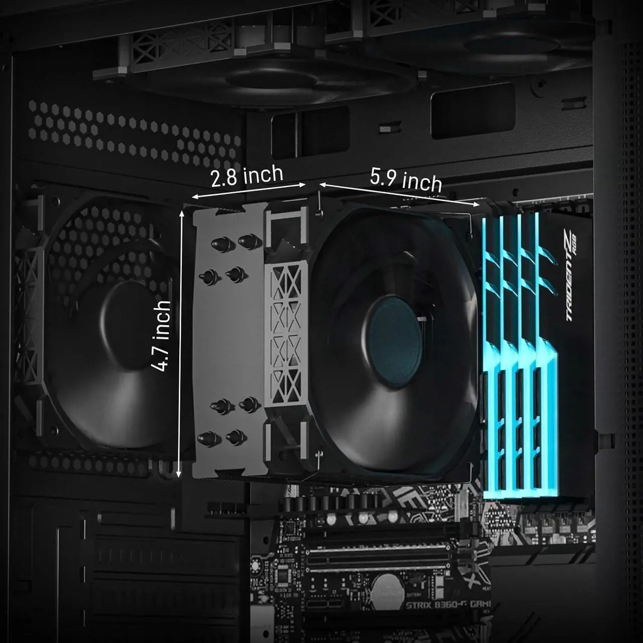Alt view image 3 of 7 - DARKROCK PX4 CPU Air Cooler High-Performance 180w TDP 4 Copper Heat Pipes CPU Cooler Cover 120MM PWM Fan Low Noise - Intel LGA 1700/1200/115X, AMD AM5/AMD4 All Black