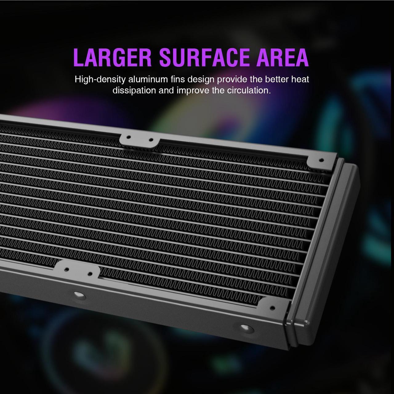Alt view image 2 of 7 - Vetroo V240 Liquid CPU Cooler 240mm Addressable RGB Pump PWM & FDB Fans AIO Water Cooler with Controller Hub for Intel LGA 1700/1200/115X AMD AM5/AM4 for Gaming Console - Black