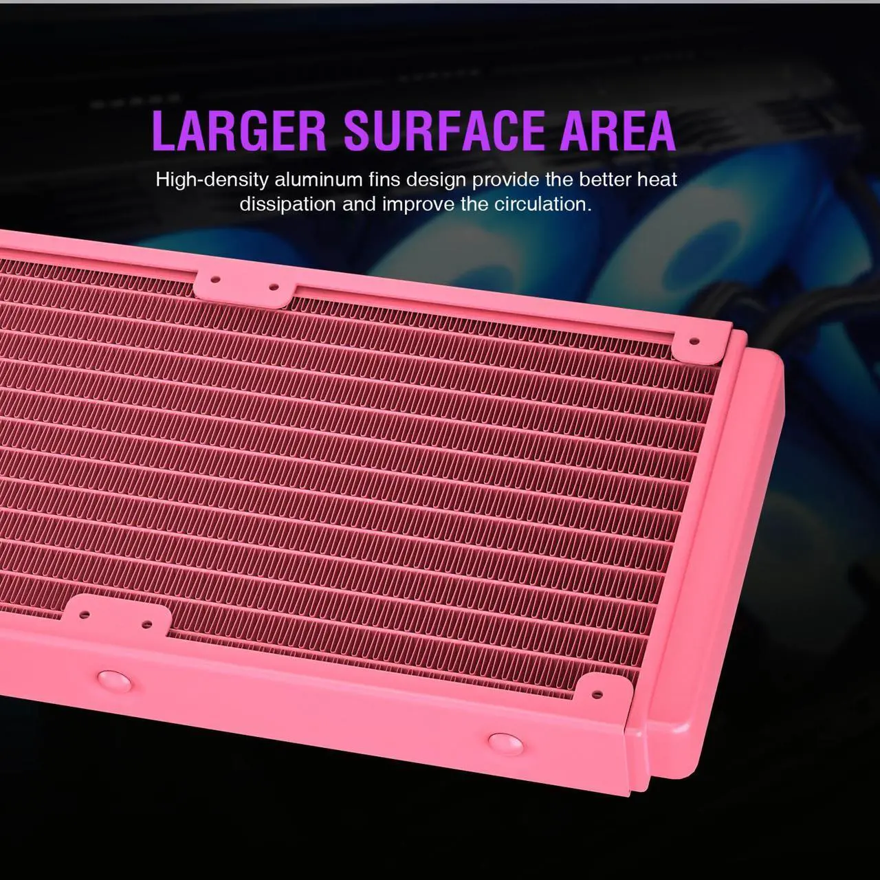 Alt view image 2 of 7 - Vetroo V360 Liquid CPU Cooler, 3X 120mm Addressable RGB FDB & PWM Fans, 360mm Radiator AIO Water Cooler w/Controller Hub for Intel LGA 1700/1200/115X AMD AM5/AM4 - Pink