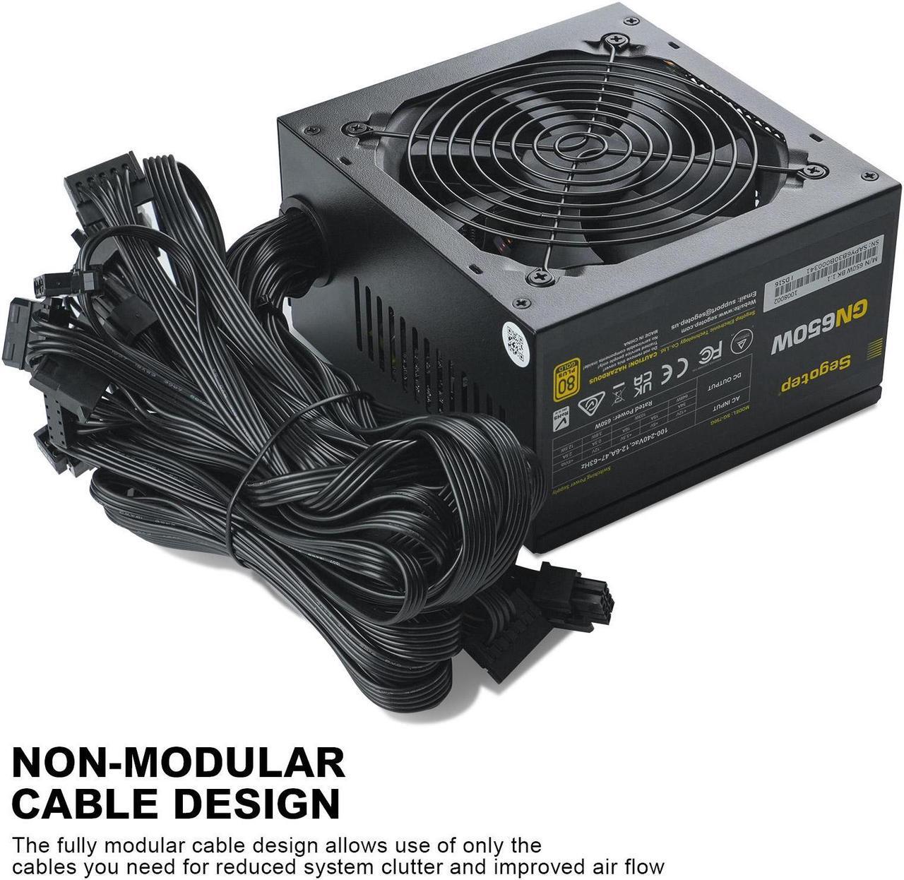 Alt view image 5 of 8 - SEGOTEP 650W 80 Plus Gold Power Supply Non-Modular with 6+2 Pin Connectors PFC Protection and RoHS Compliance 120mm Silent Fan Gaming PSU Black (5 Years Warranty)