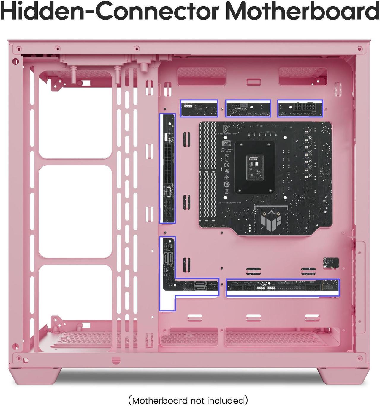 Alt view image 6 of 7 - Vetroo AL900 ATX Computer PC Case 270° Full View Tempered Glass Pre-Installed ARGB & PWM Fan in Rear 360mm Radiator Support High-Air flow Perforated Up to 10 fans Support for 50 Series GPUs -Pink