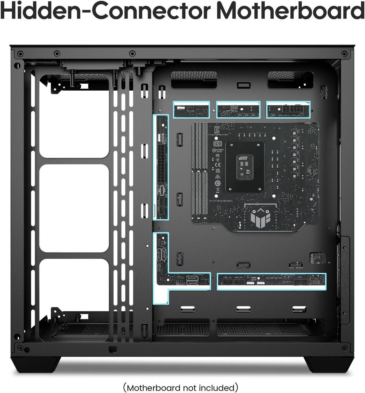 Alt view image 6 of 7 - Vetroo AL900 ATX Computer PC Case 270° Full View Tempered Glass Pre-Installed ARGB & PWM FDB Fan in Rear 360mm Radiator Support High-Air flow Perforated Up to 10 fans Support for 50 Series GPUs -Black