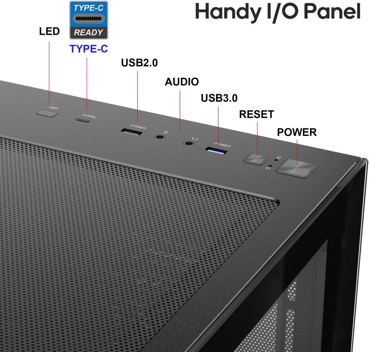 Alt view image 7 of 7 - Vetroo AL900 ATX Computer PC Case 270° Full View Tempered Glass Pre-Installed ARGB & PWM FDB Fan in Rear 360mm Radiator Support High-Air flow Perforated Up to 10 fans Support for 50 Series GPUs -Black