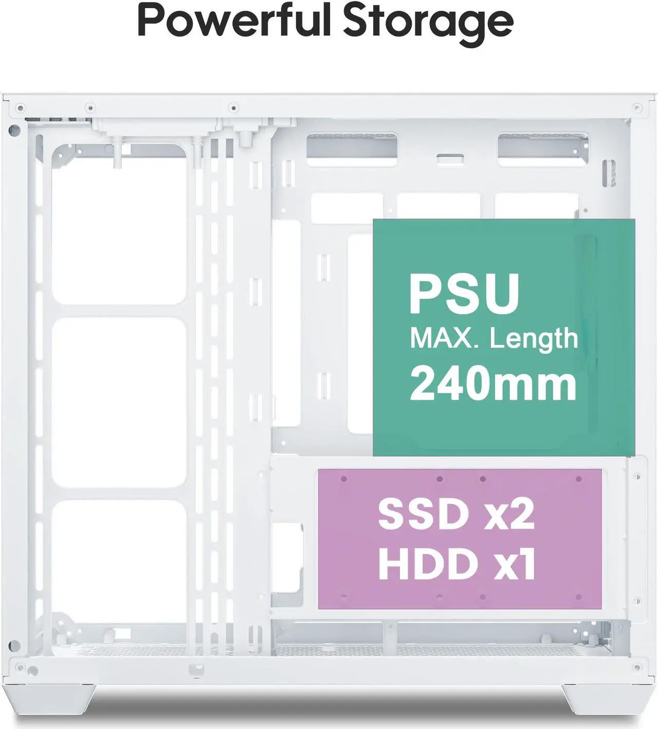 Alt view image 3 of 7 - Vetroo AL900 ATX PC Case with 270° Full View Tempered Glass, Supports 360mm Radiator, 4 PWM FDB ARGB Fans with Controller - White