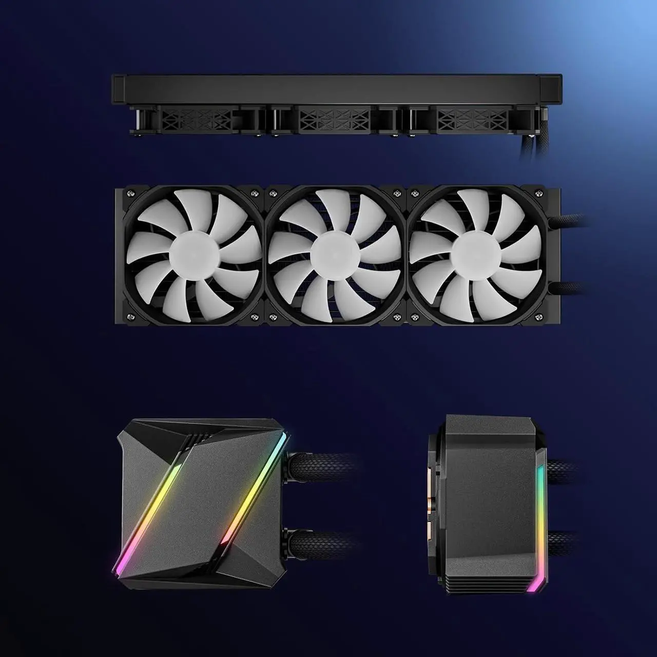 Alt view image 7 of 7 - DARKROCK D360 CPU Liquid Cooler with 360mm Radiator, Addressable RGB Lights, Pure Copper Pump, and AMD, AM5/ AM4, Intel LGA 1700/1200 Brackets Ready - Black