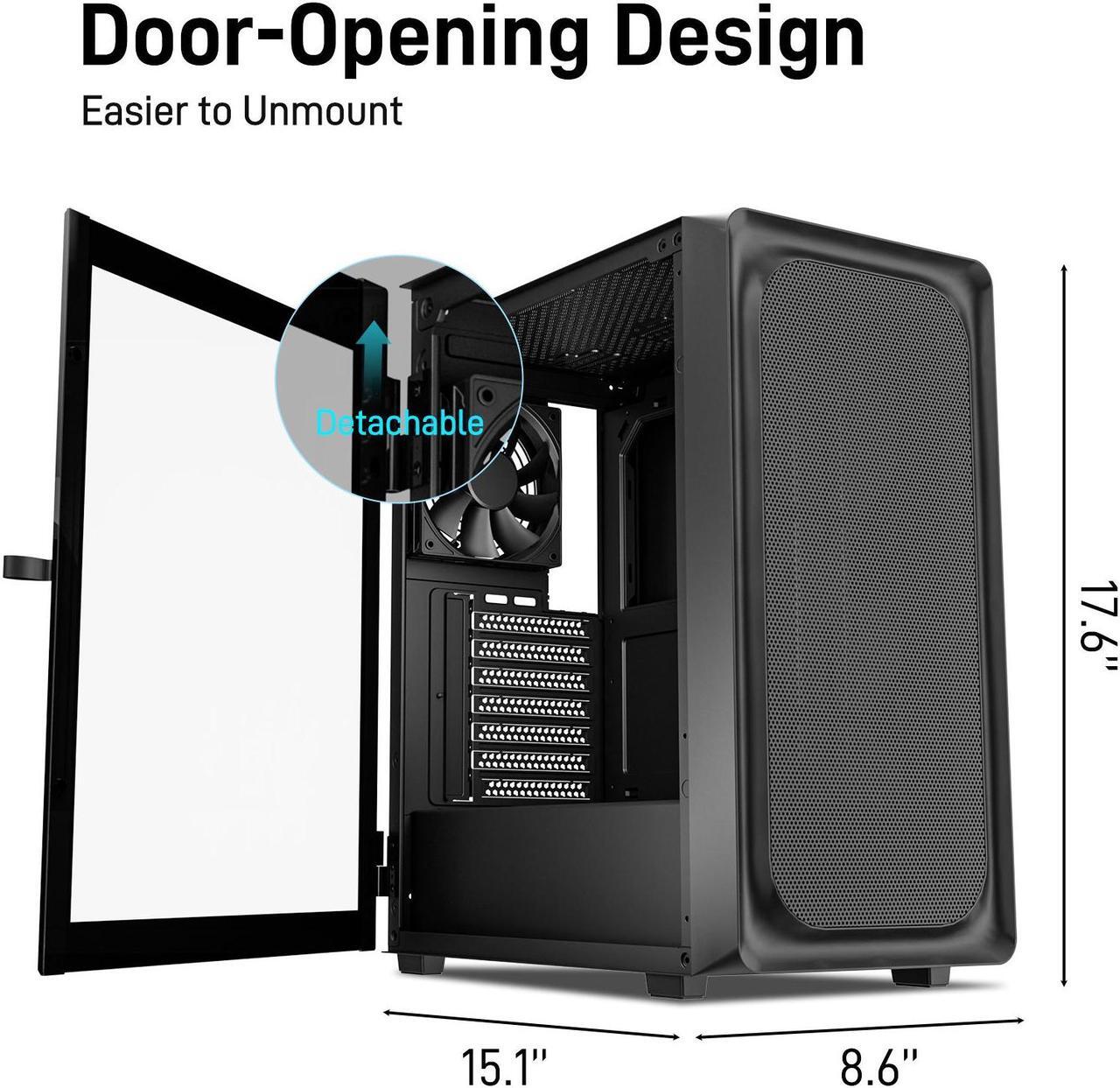 Alt view image 3 of 7 - DARKROCK EC2 Black ATX Mid Tower PC Case, Type-C Ready, Supports 50 Series Graphics Cards, Tempered Glass Side Panel, up to 8 x 120mm Cooling Fans & 1 x 360mm Radiator, 1 x Pre-Installed Fan