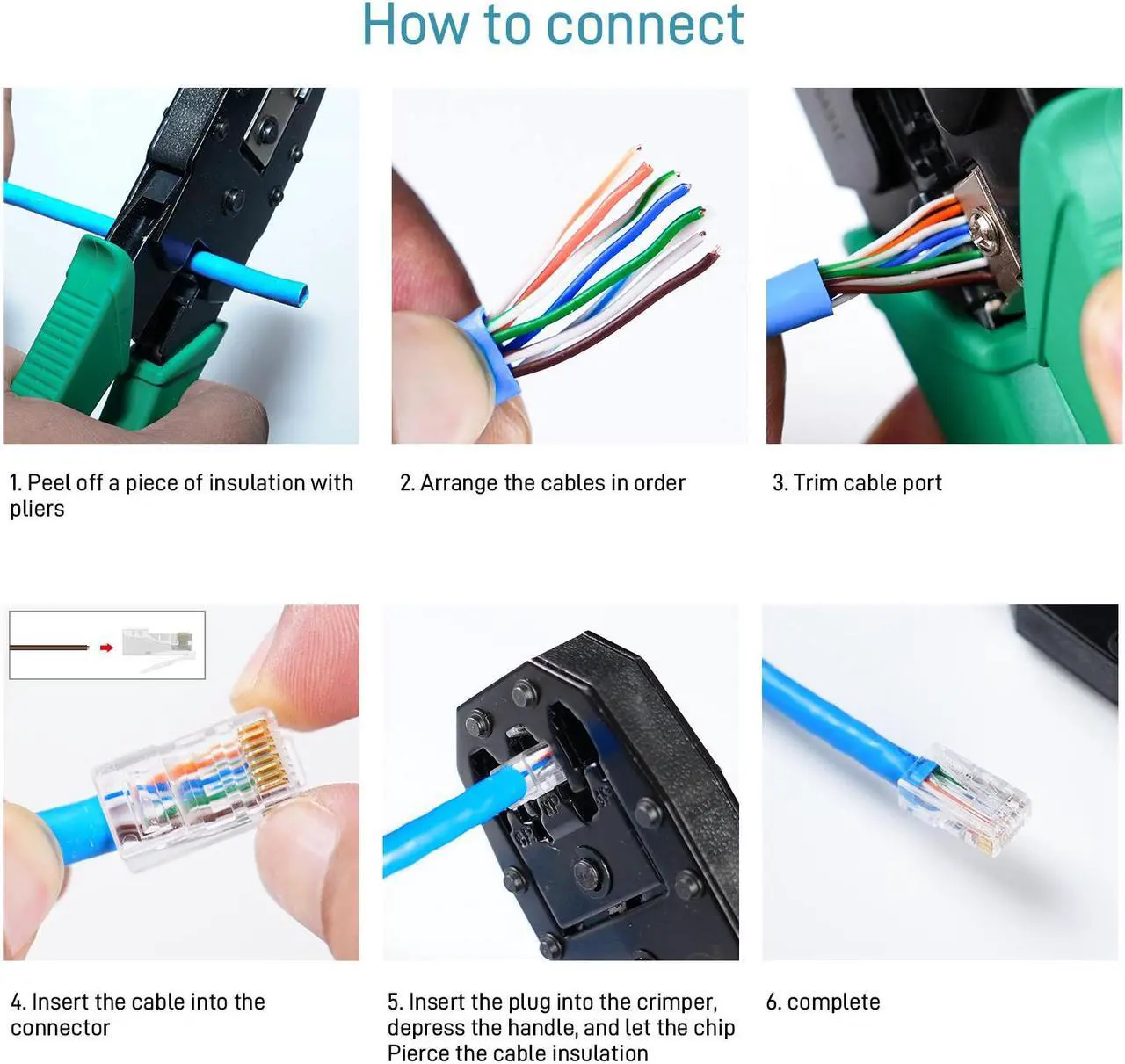 Alt view image 7 of 7 - DARKROCK Cat6 Pass Through Connector 100-Pack for Ethernet Cables - Compatible with Cat6/Cat5, Strong Antioxidant Performance, 24-26AWG/Flat Network Cables, RJ45 Keystone Inline Coupler - Transparent