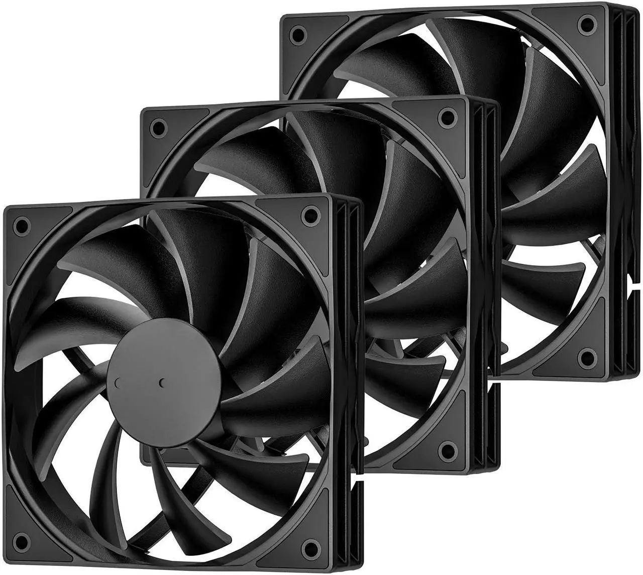 Main image of DARKROCK 3-Pack 120mm Black Computer Case Fans High Performance Cooling Low Noise 3-Pin 1200 RPM Hydraulic Bearing Quiet Long Life Up to 30,000 Hours 5 Years Warranty