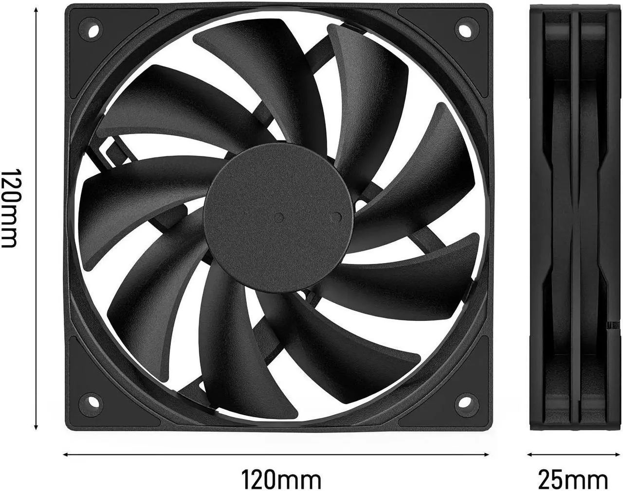 Alt view image 6 of 7 - DARKROCK 3-Pack 120mm Black Computer Case Fans High Performance Cooling Low Noise 3-Pin 1200 RPM Hydraulic Bearing Quiet Long Life Up to 30,000 Hours 5 Years Warranty