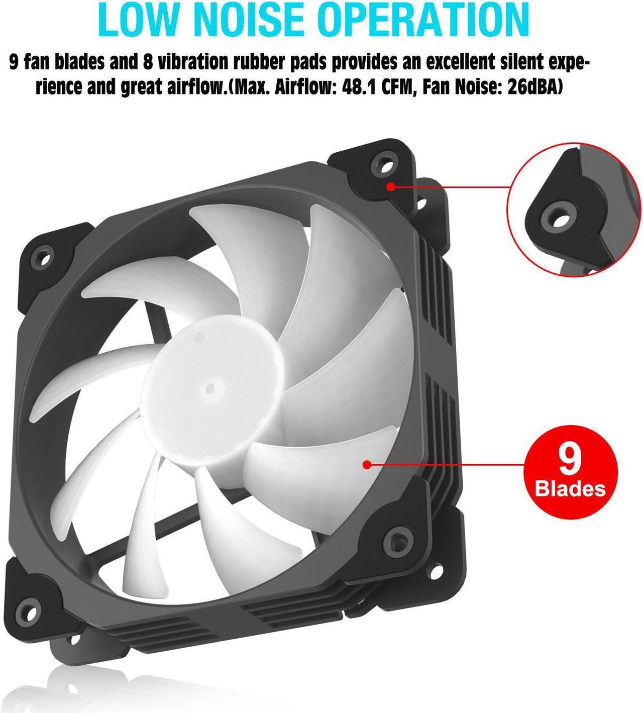 Alt view image 6 of 7 - Vetroo 3 Pack 120mm ARGB & PWM Case Cooling Fans with Controller Computer PC Cooler Black Frame  High Airflow High-Performance with 5V 3pin Motherboard Sync