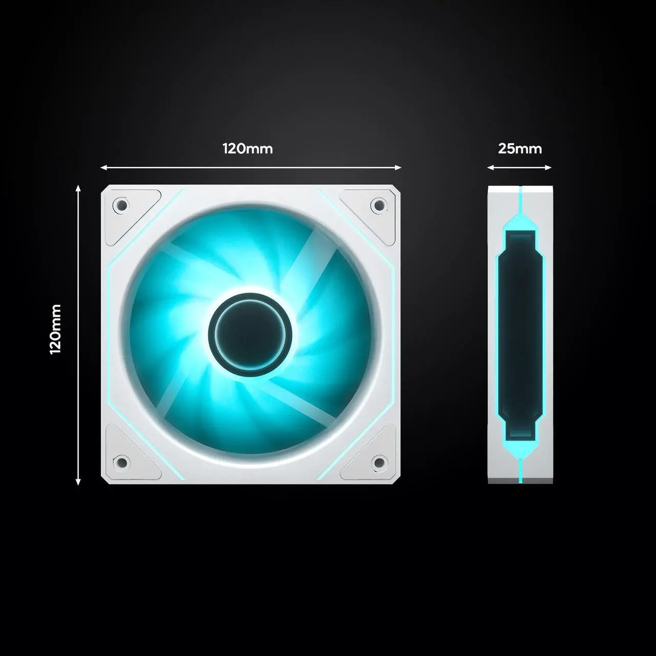 Alt view image 2 of 7 - DARKROCK F120-3 in 1 120 mm Infinite Mirror Design Case Fans with PWM Control & ARGB Effect, Hydraulic Bearing for Low-Noise Operation - Suitable for Most PC Cooling Systems - White
