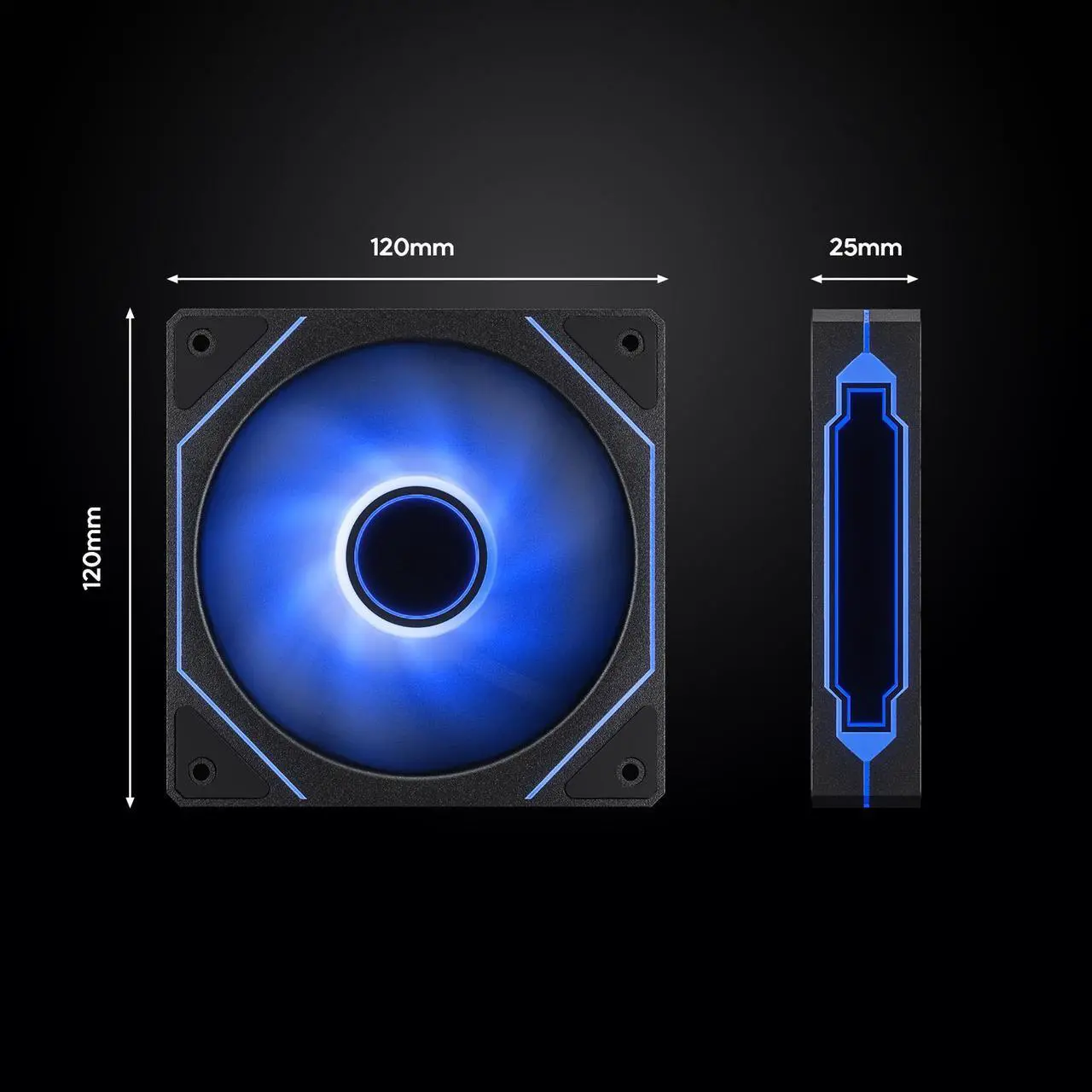 Alt view image 2 of 7 - DARKROCK F120-3 in 1 120 mm Infinite Mirror Design Case Fans with PWM Control & ARGB Effect, Hydraulic Bearing for Low-Noise Operation - Suitable for Most PC Cooling Systems - Black