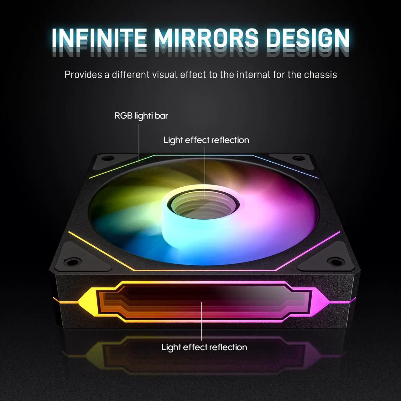 Alt view image 3 of 7 - DARKROCK F120-3 in 1 120 mm Infinite Mirror Design Case Fans with PWM Control & ARGB Effect, Hydraulic Bearing for Low-Noise Operation - Suitable for Most PC Cooling Systems - Black