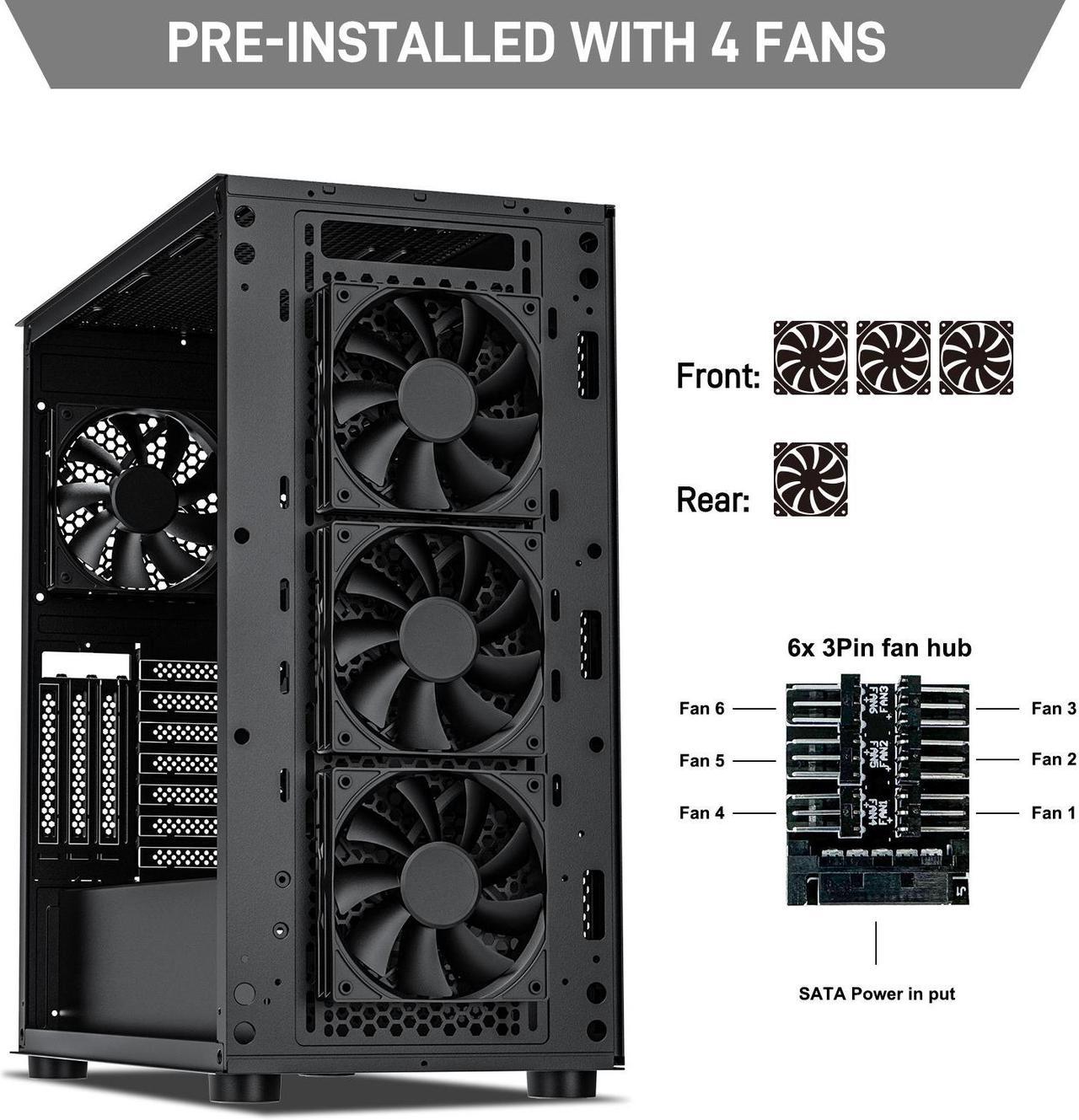 Alt view image 7 of 7 - DARKROCK Classico Max Storage Master Case E-ATX Computer Case with 4x120mm Black Fan, 10 x3.5" HDD+3 x2.5" SDD USB 3.0 Ready 360mm Radiator Supported Vertical Slots for GPU Vertically Mount - Black