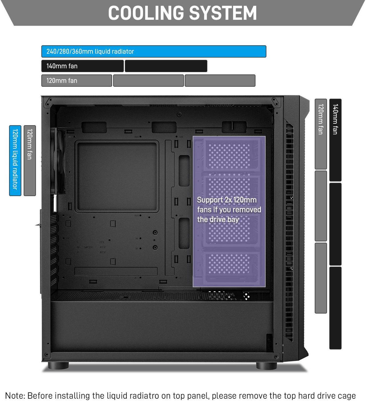 Alt view image 5 of 7 - DARKROCK Classico Max Storage Master Case E-ATX Computer Case with 4x120mm Black Fan, 10 x3.5" HDD+3 x2.5" SDD USB 3.0 Ready 360mm Radiator Supported Vertical Slots for GPU Vertically Mount - Black