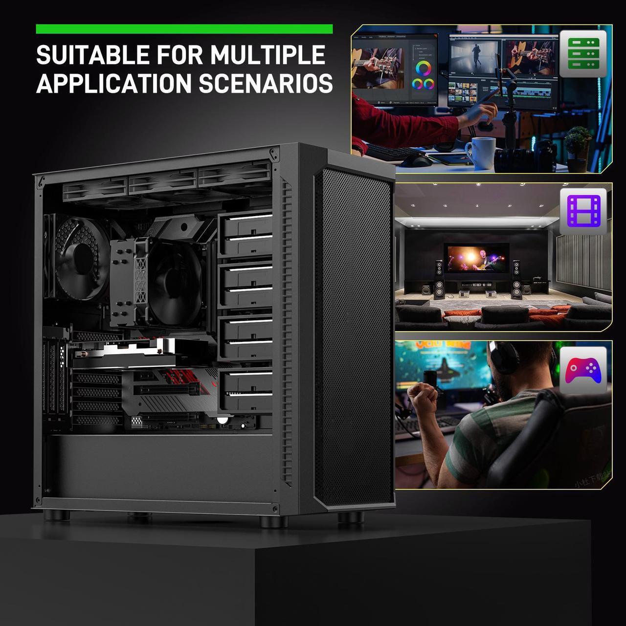 Alt view image 2 of 7 - DARKROCK Classico Max Storage Master Case E-ATX Computer Case with 4x120mm Black Fan, 10 x3.5" HDD+3 x2.5" SDD USB 3.0 Ready 360mm Radiator Supported Vertical Slots for GPU Vertically Mount - Black