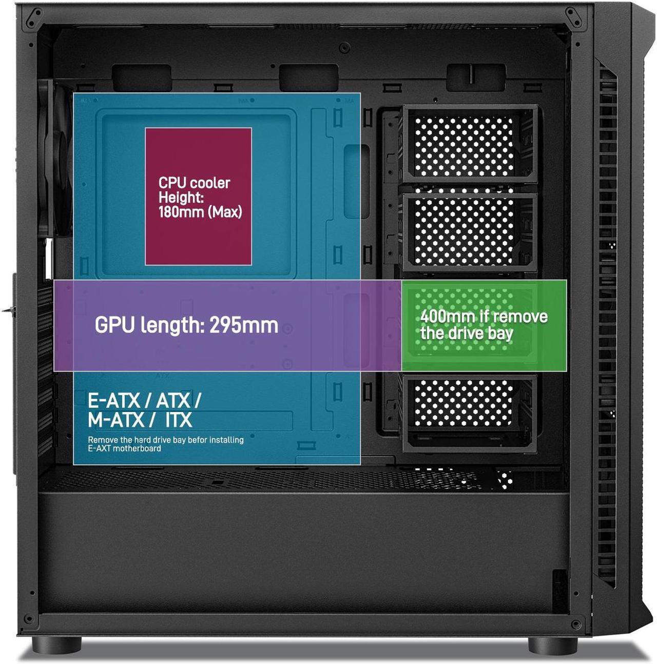 Alt view image 4 of 7 - DARKROCK Classico Max Storage Master Case E-ATX Computer Case with 4x120mm Black Fan, 10 x3.5" HDD+3 x2.5" SDD USB 3.0 Ready 360mm Radiator Supported Vertical Slots for GPU Vertically Mount - Black