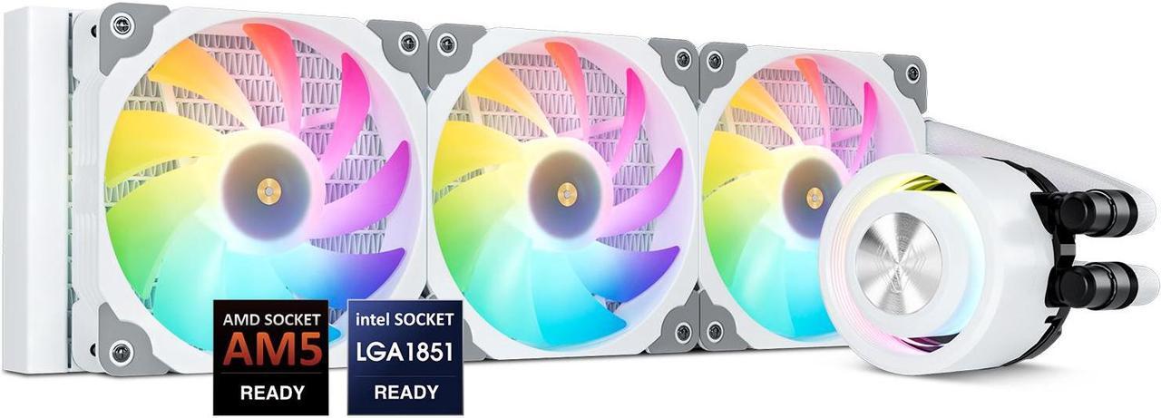 Main image of Vetroo R360 Liquid CPU Cooler, Replaceable Cover Design, 3x120mm ARGB & PWM Fans, Low-Noise Operation, 360mm Radiator 290W TDP, Controller Hub Included, for AMD AM5/AM4 & Intel LGA1851/1700 - White