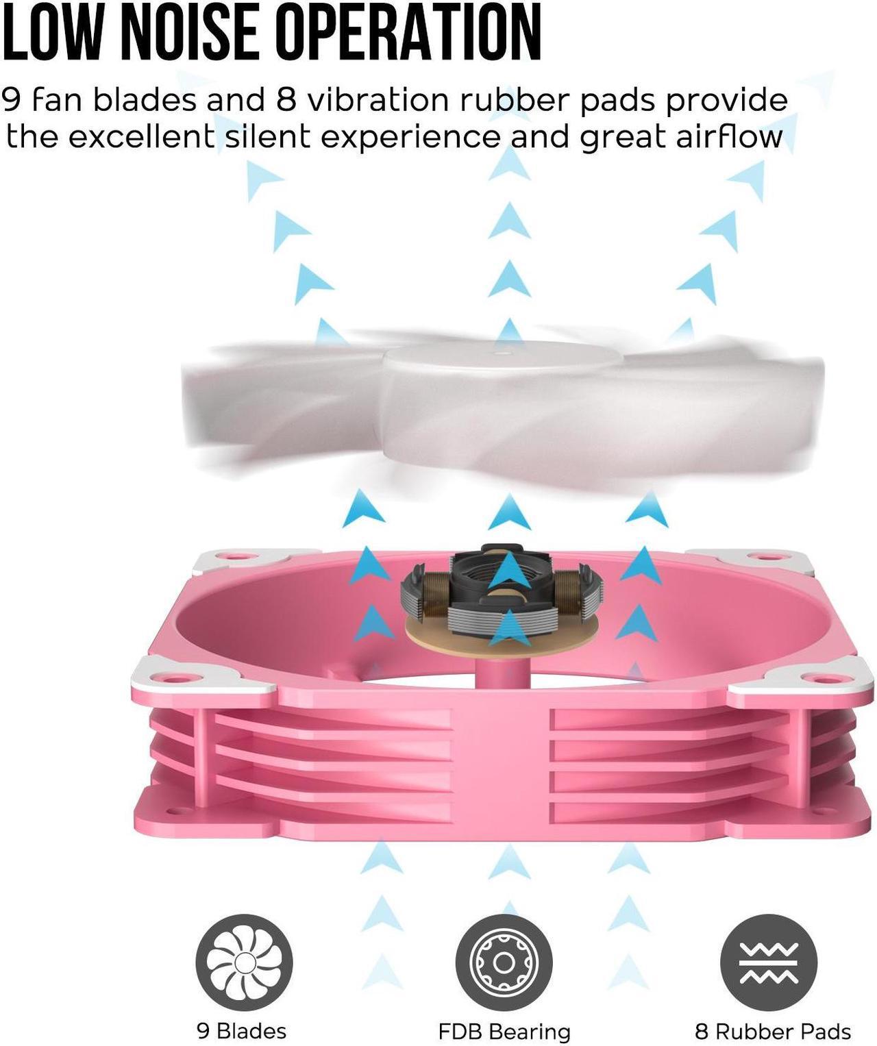 Alt view image 5 of 7 - Vetroo V5 Pink CPU Air Cooler w/ w/Addressable RGB Lights Sync 5 Heat Pipes 120mm FDB PWM Processor 200W TDP Cooler for Intel LGA 1851/1700/1200/115X AMD AM5/AM4