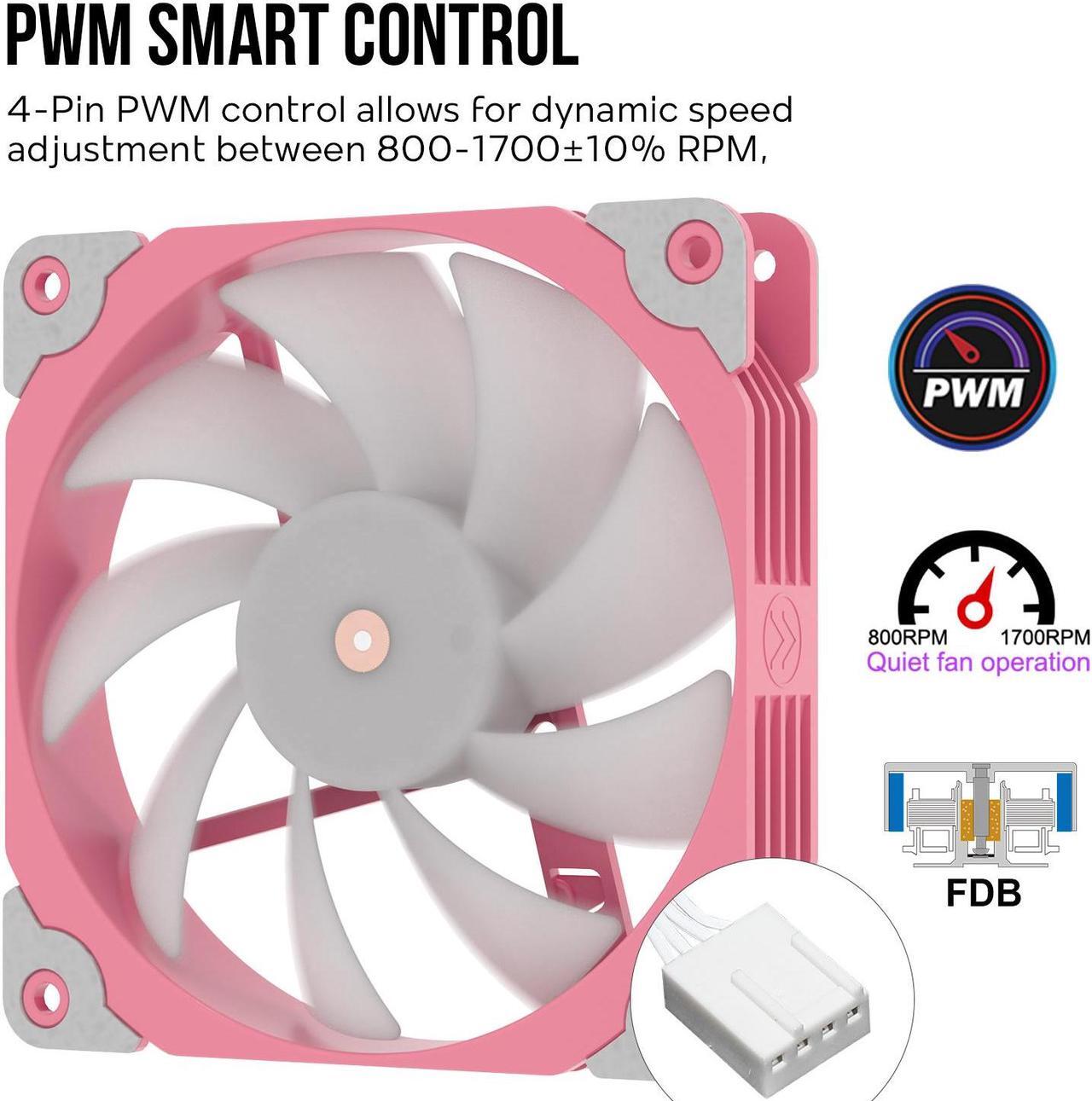 Alt view image 4 of 7 - Vetroo V5 Pink CPU Air Cooler w/ w/Addressable RGB Lights Sync 5 Heat Pipes 120mm FDB PWM Processor 200W TDP Cooler for Intel LGA 1851/1700/1200/115X AMD AM5/AM4
