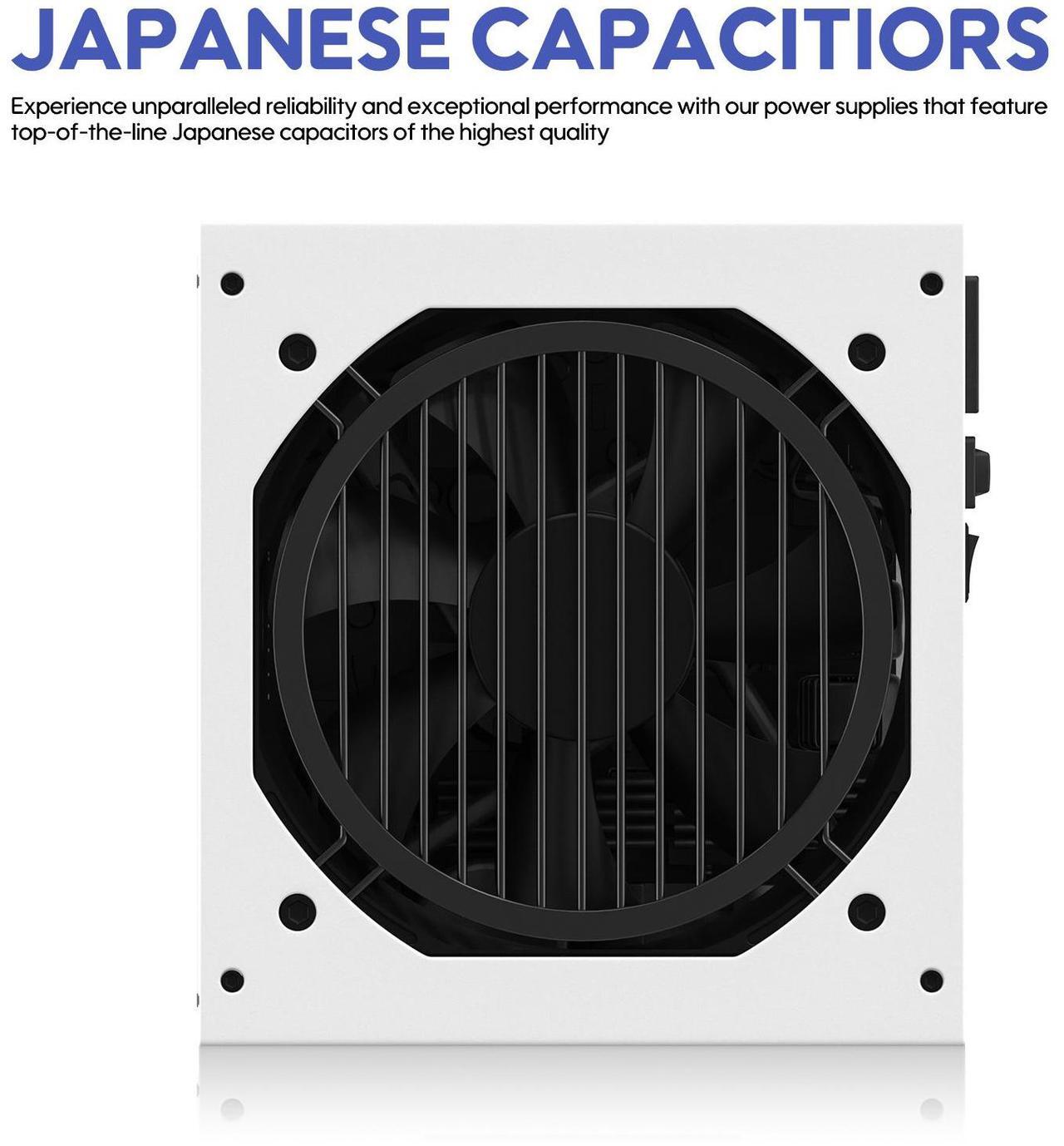 Alt view image 5 of 7 - Vetroo 1000W White Power Supply ATX 3.1 Ready Dual PCIe 5.1, 80 Plus Gold Full Modular, Compact Size, Eco Mode with 120mm FDB Fan, 10 Year Warranty, for Gaming PC and More