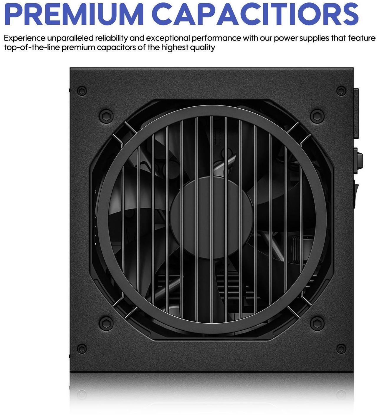 Alt view image 5 of 7 - Vetroo 1000W Black Power Supply ATX 3.1 Ready Dual PCIe 5.1, 80 Plus Gold Full Modular, Compact Size, Eco Mode with 120mm FDB Fan, 10 Year Warranty, for Gaming PC and More