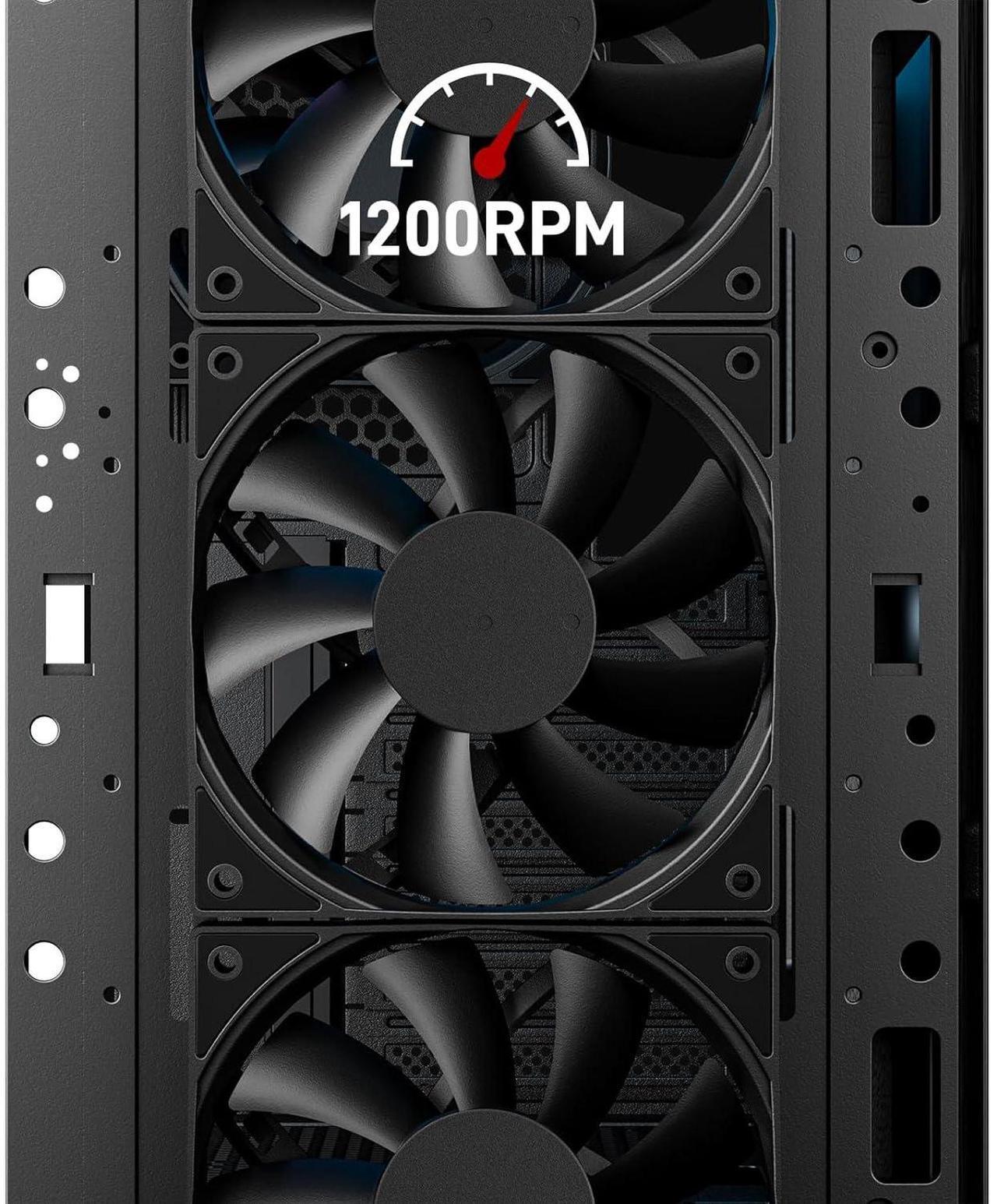 Alt view image 5 of 7 - DARKROCK Classico Max Storage Master E-ATX Computer Case with 7x120mm Black Fan, 10 x3.5 HDD+3 x2.5 SDD USB 3.0 Ready, 360mm Radiator Supported, Vertical Slots for GPU Vertically Mount - Black