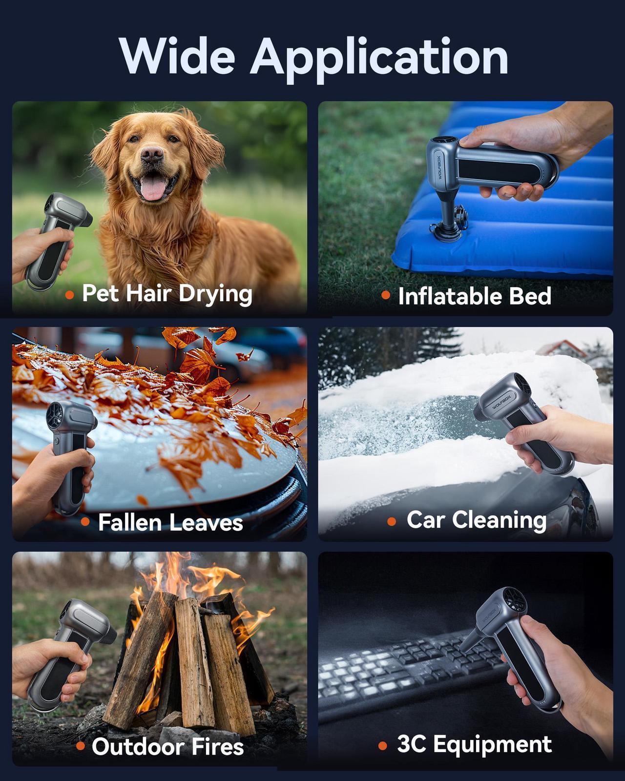 Alt view image 6 of 7 - WOLFBOX MF100 Cordless Air Duster, 150000RPM High-Speed, Rechargeable, 3-Speed Mini Blower for PC, Keyboard, Outdoor Use, Snow & Auto Cleaning - Long-Lasting Battery