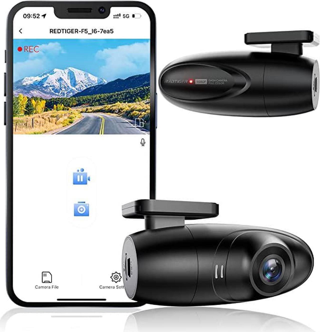 REDTIGER F5 Dash Cam Camera APP Control Dashboard Camera Recorder and Hardwire kit1080P Full HD,Smart Dash Camera for Cars,360 Degree Rotation,APP Control,Loop