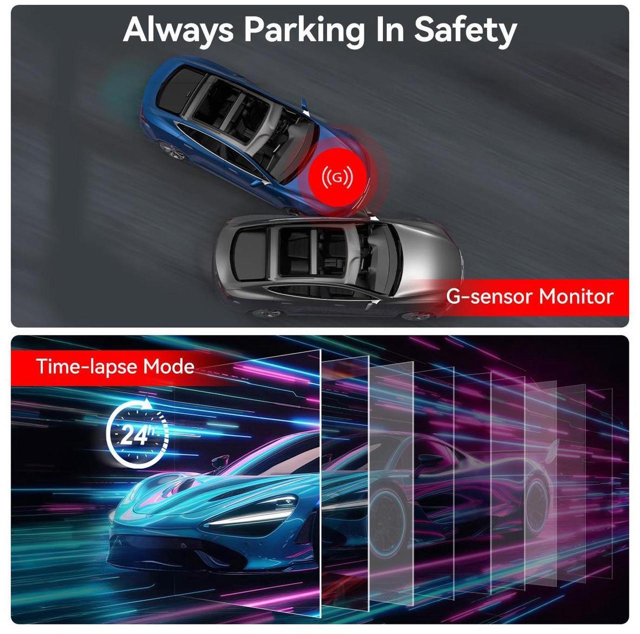 Alt view image 6 of 7 - REDTIGER Dash Cam 4K Front and Rear 1080P, WiFi GPS Car Camera with Free 32GB SD Card, Dual Dash Camera for Cars, Loop Recording, Night Vision, Parking Mode, Smart App Control, Support 256GB Max