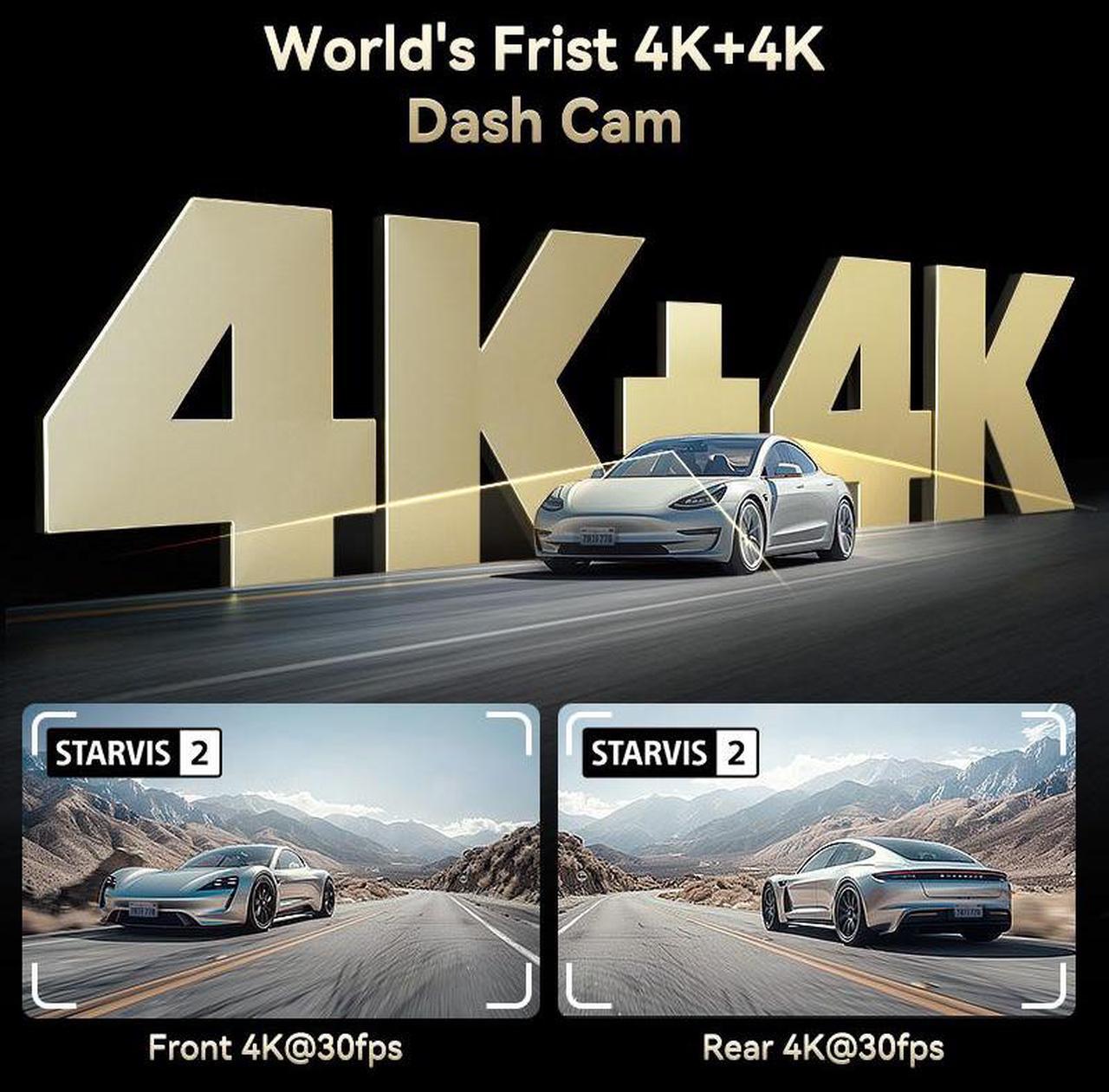 Alt view image 2 of 7 - REDTIGER F77 4K+4K Front and Rear Dash Cam with HDR, Dual STARVIS 2 IMX678 Sensor, Voice Control Dash Camera for Cars with 128GB eMMC Storage, 5.8GHz WiFi, 4'' Touch Screen, 24H Parking Mode