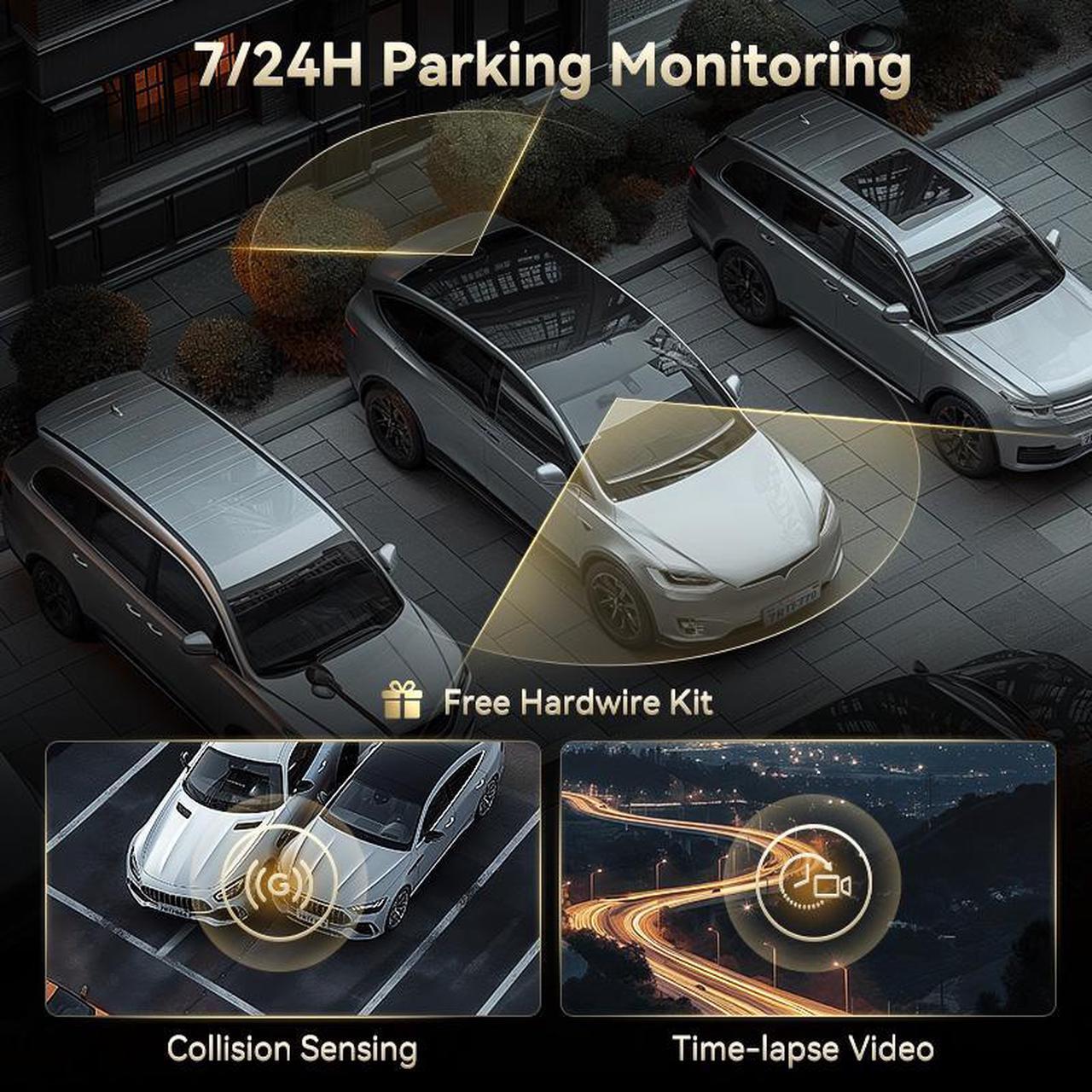 Alt view image 7 of 7 - REDTIGER F77 4K+4K Front and Rear Dash Cam with HDR, Dual STARVIS 2 IMX678 Sensor, Voice Control Dash Camera for Cars with 128GB eMMC Storage, 5.8GHz WiFi, 4'' Touch Screen, 24H Parking Mode