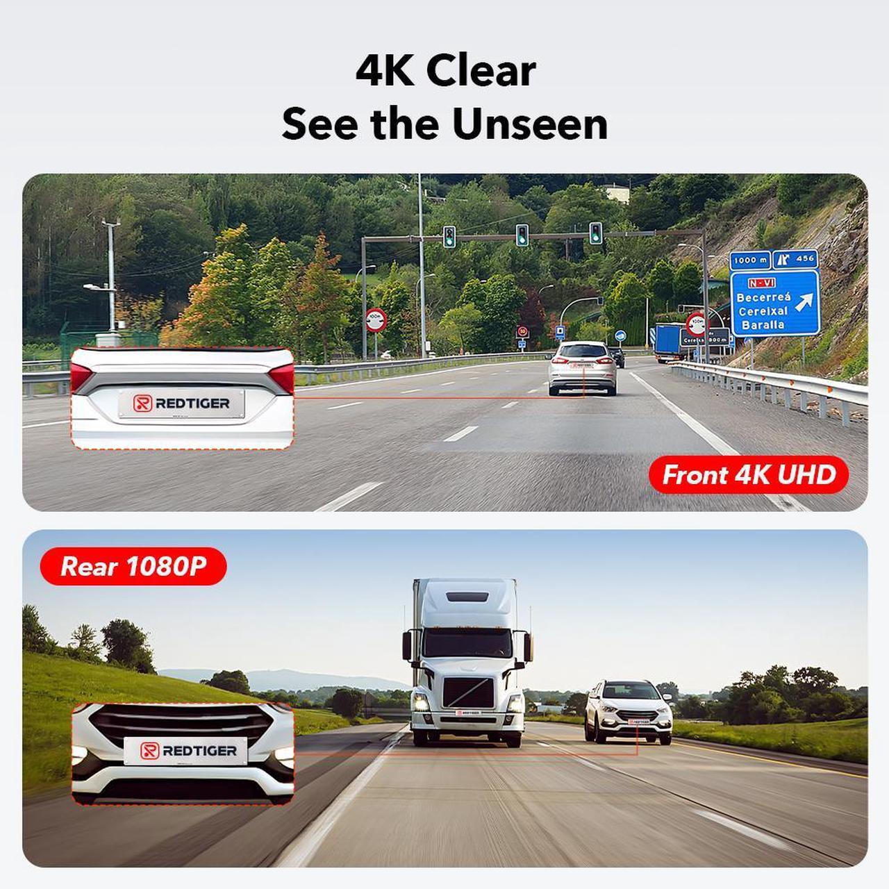 Alt view image 2 of 7 - REDTIGER F7NP Dash cam Front and Rear 4K Dash Camera Full HD Car Dashboard Recorder with 3.16 IPS Screen, Wi-Fi GPS Night Vision Loop Recording, 170° Wide Angle WDR, Free 32GB Card