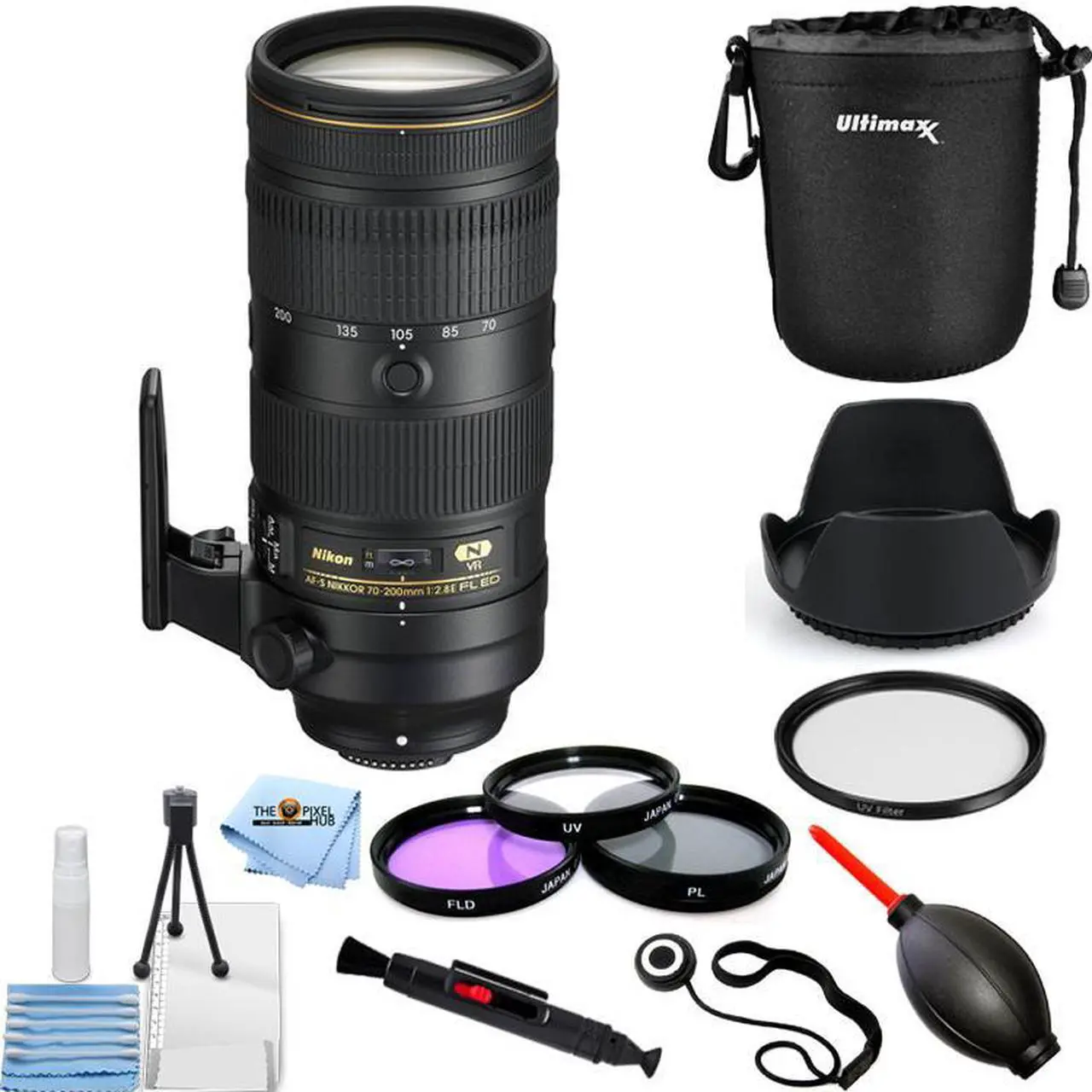 Main image of Nikon AF-S NIKKOR 70-200mm f/2.8E FL ED VR Lens 20063 + Filter Kit Bundle
