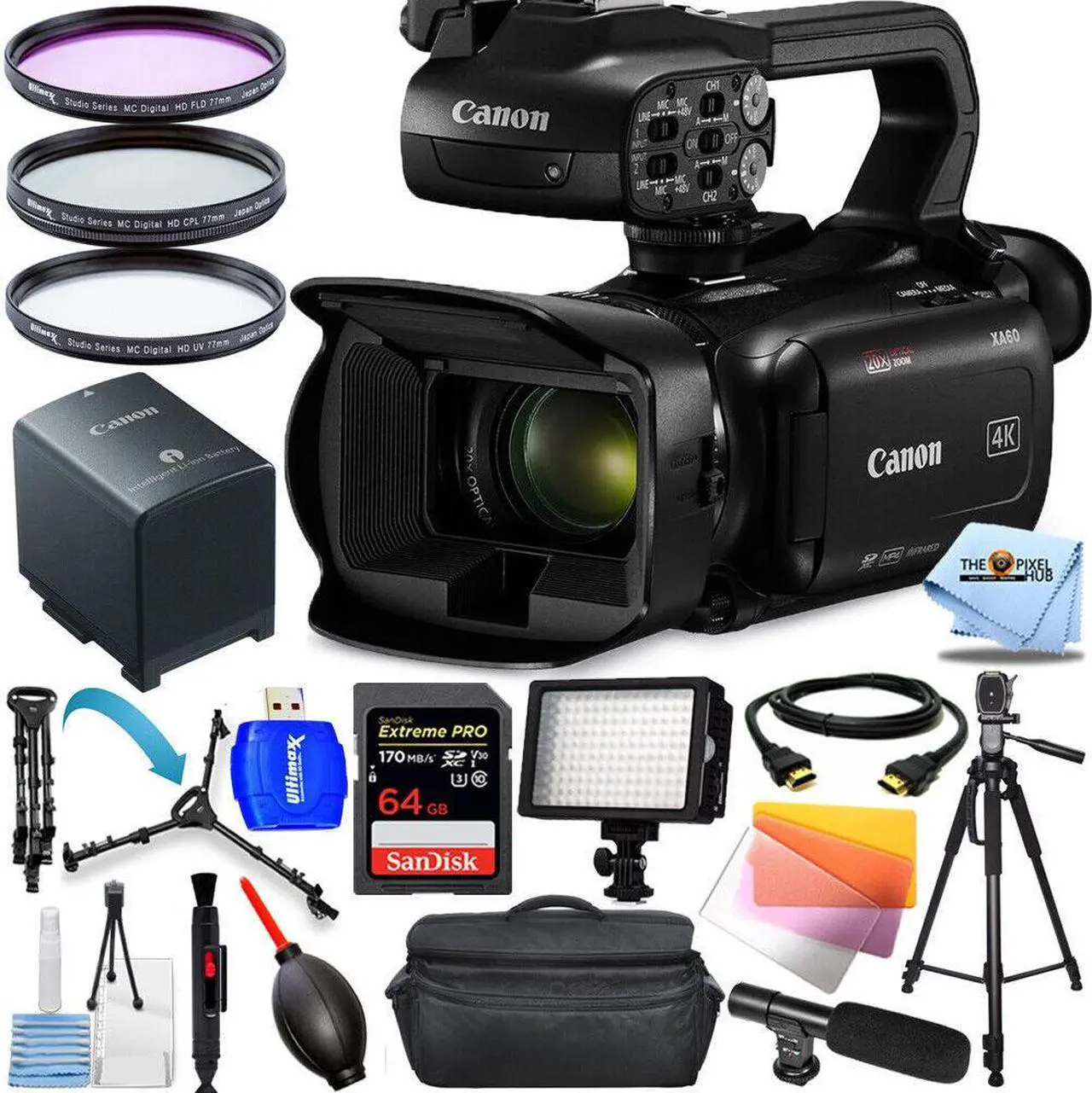 Main image of Canon XA60 Professional UHD 4K Camcorder 5733C002 - 14PC Accessory Bundle