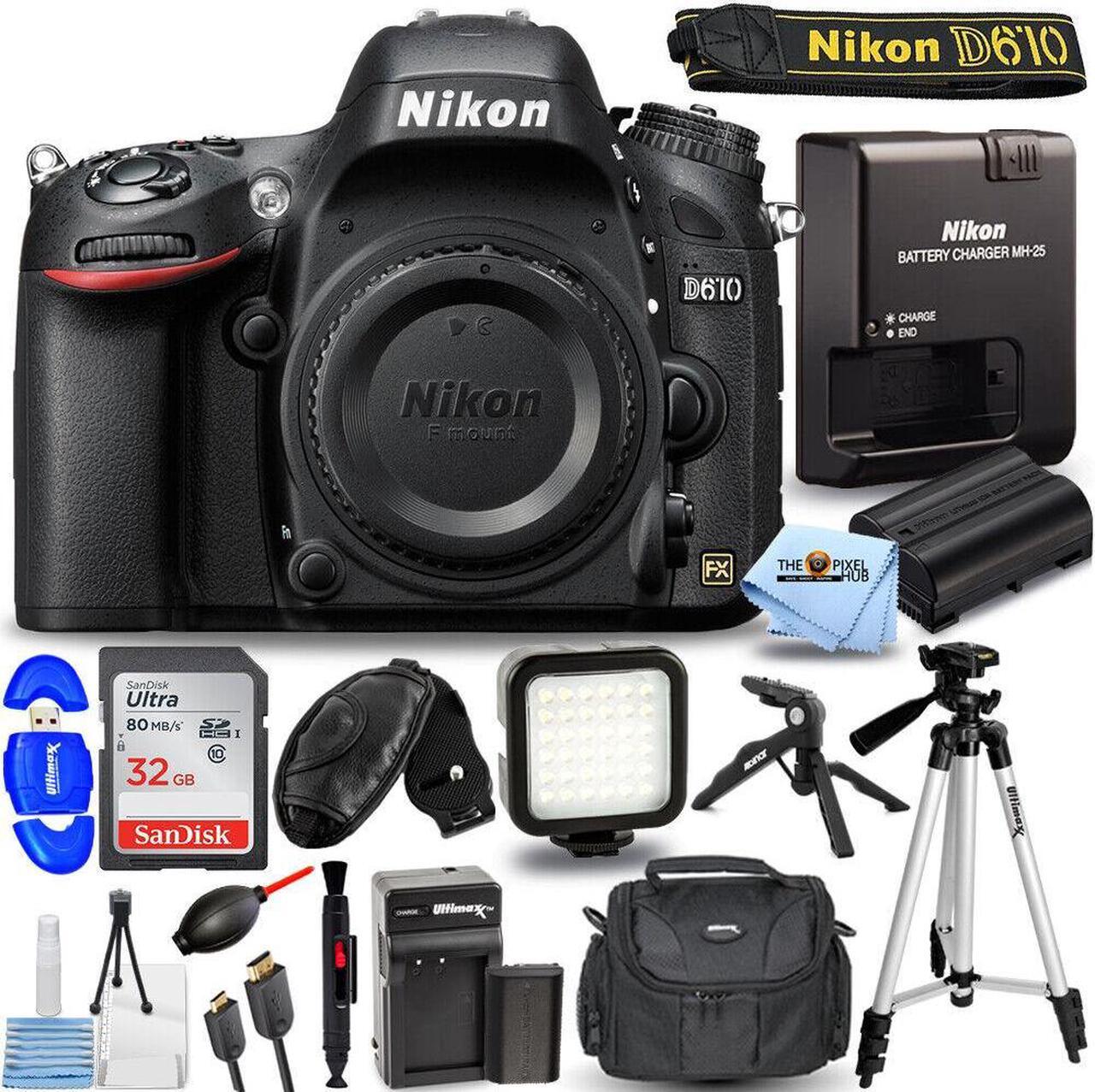 Main image of Nikon D610 24.3MP DSLR Camera (Body Only) 1540 - 15PC Accessory Bundle