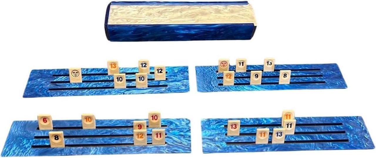 Main image of Ready Covers Lucite Rumikub Premium Set with Acrylic Box (Blue/White Marble)