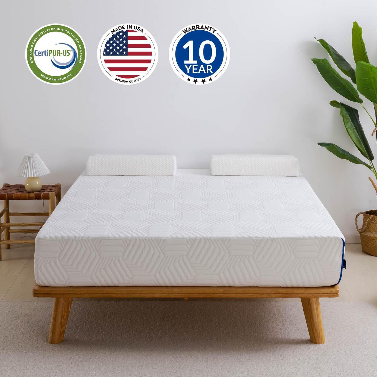 Alt view image 2 of 6 - MLILY Ego Blue 10 inch Memory Foam Mattress in a Box, Cooling Gel Infused, Medium