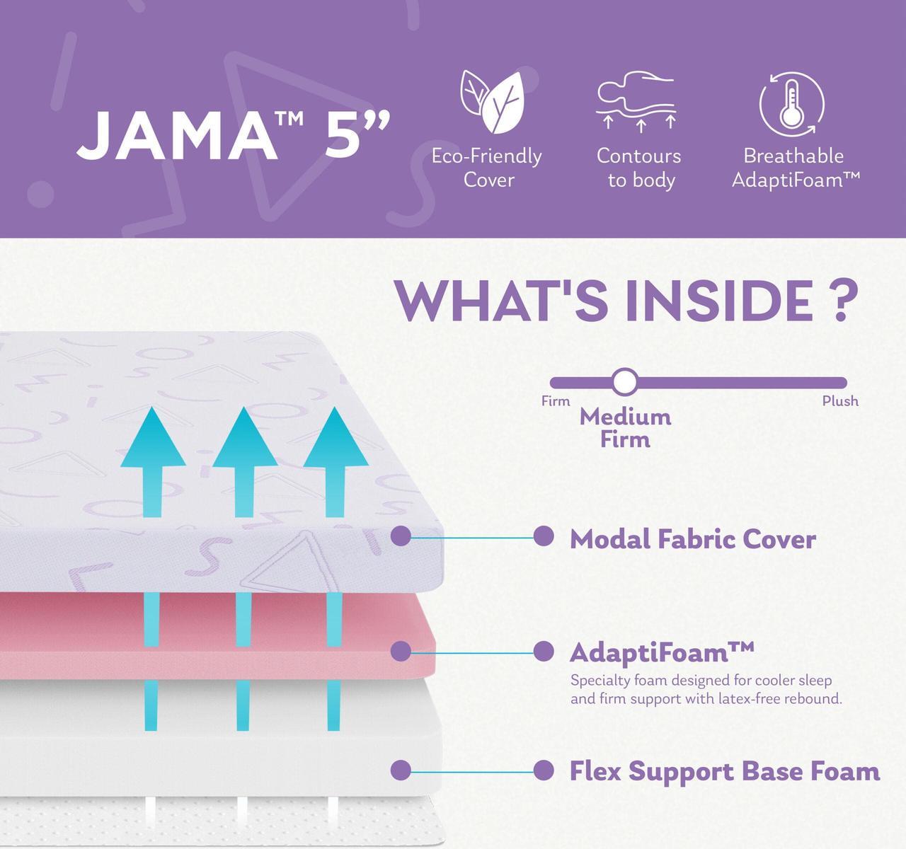 Alt view image 2 of 7 - MLILY Kids Jama 5 Inch Medium Memory Foam Mattress for Bunk Bed, CertiPUR-US , Made in USA