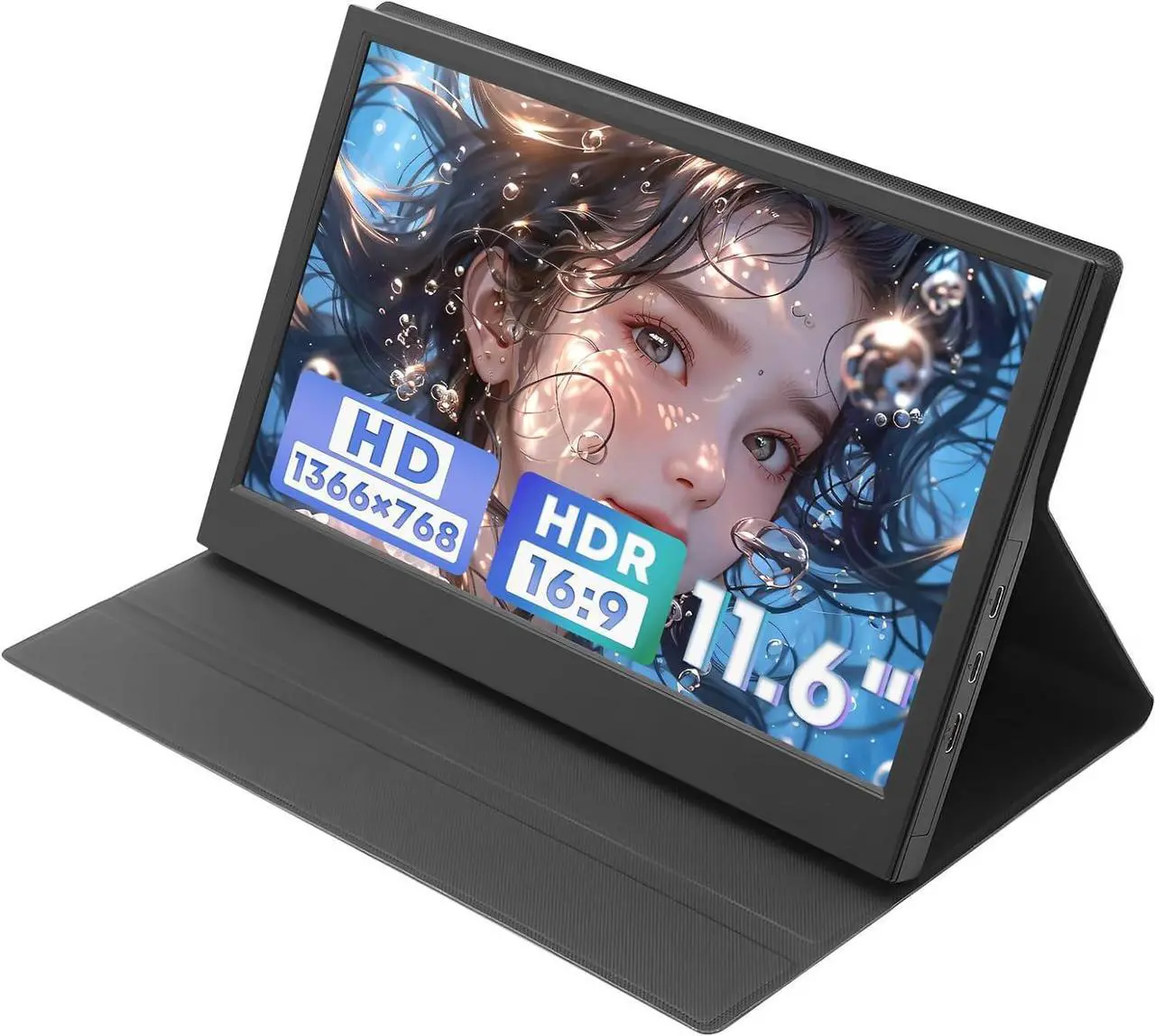 Main image of 11.6" Portable Monitor 1366X768 HD Gaming Monitor Ultra-Slim IPS for Laptop Phones Tablet Desktop PS5/4 for Xbox Switch Display w Speaker with/Bracket Support HDR Plug Play Built-in