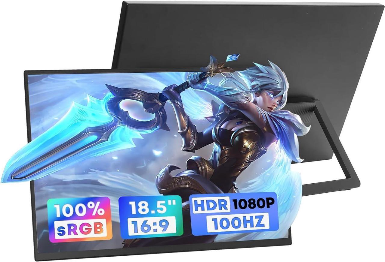 Main image of NUOLAISUN Portable Monitor 18.5 inch 100Hz 100% sRGB FHD 1080P IPS Computer Display Gaming Monitor for Laptop USB C HDMI HDR Travel Monitor with Kickstand for Mac PC Xbox PS4/5 Switch Laptop Monitor