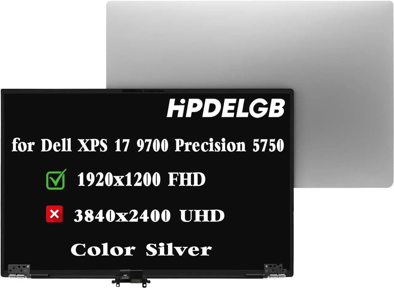 Main image of NUOLAISUN Replacement for Dell XPS 17 9700 9710 Precision 5750 5760 7JXK8 07JXK8 TC03-TVD8G 0TVD8G TB02-TVD8G LCD LED Non-Touch Screen Display Assembly Panel 17.3" 1920x1200 FHD IPS Silver
