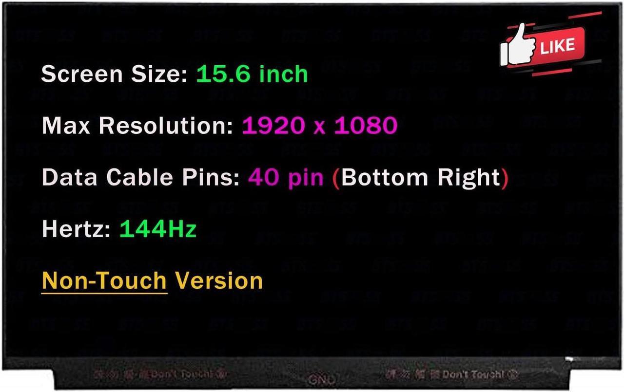 Main image of NUOLAISUN 40 Pins 144HZ FHD 1920x1080 72% NTSC NV156FHM-N4K V3.2 Non-Touch Screen Replacement 15.6" IPS LCD Display Panel(for Non-Touch Version)