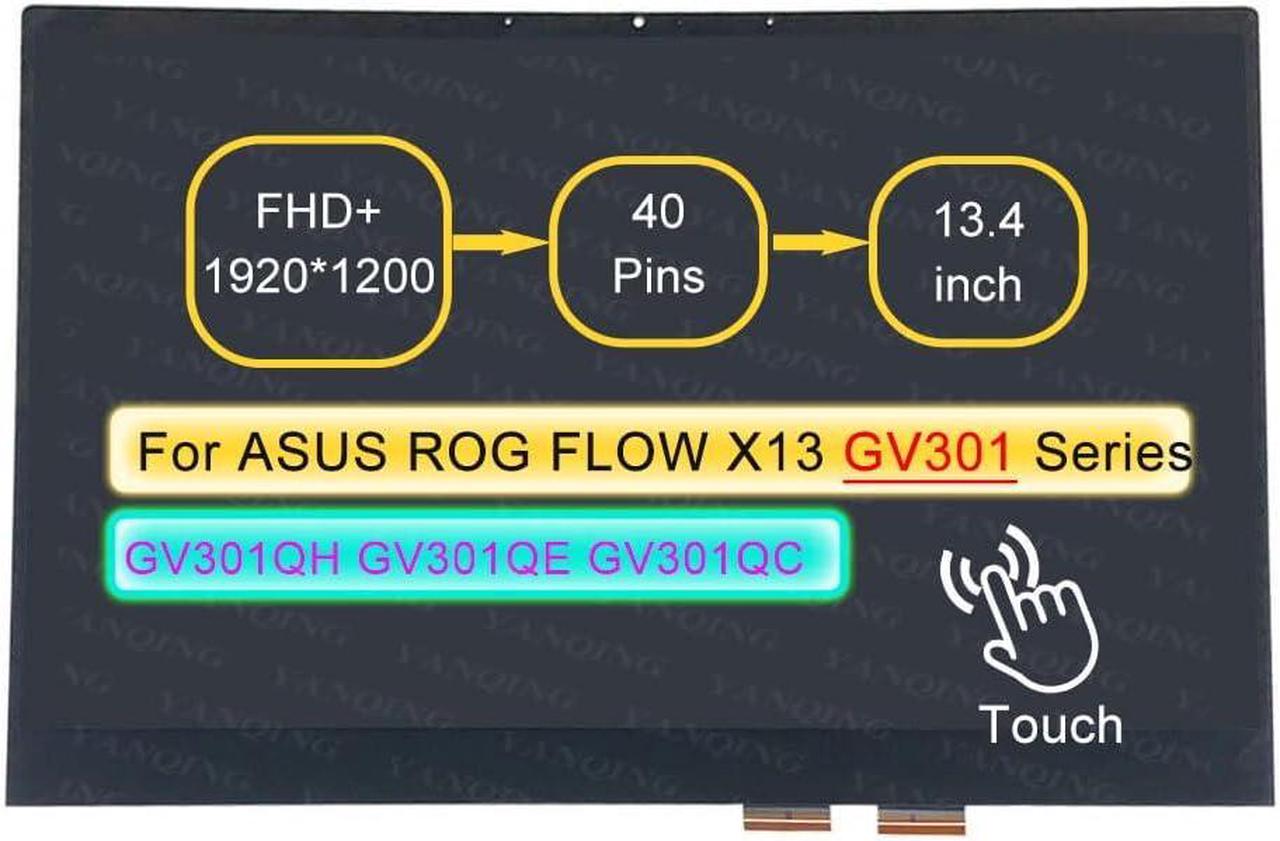 Main image of NUOLAISUN Screen Replacement for ASUS ROG Flow X13 GV301 Series 40 pin FHD+1920x1200 with Bezel 13.4" LCD Touch Digitizer Assembly