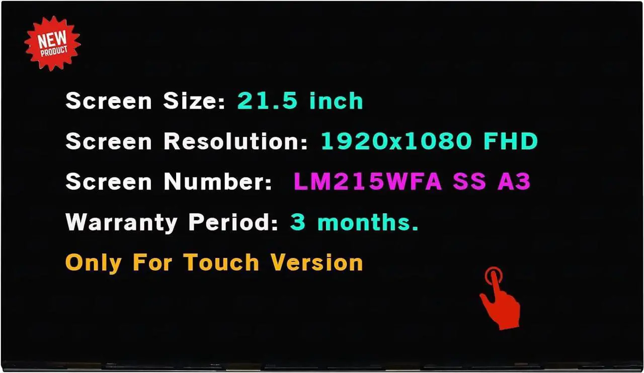 Main image of Replacement for HP 22-D 22-df0023w 22" Borderless LCD Screen All in One Touchscreen 21.5" FHD LM215WFA-SSA3 (Touch Screen)