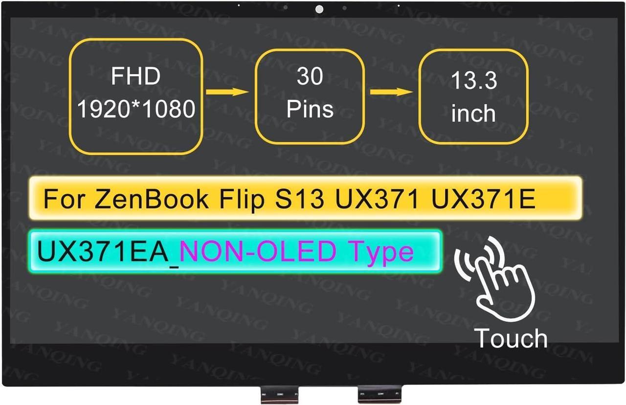 Main image of 13.3" LCD Touch Screen Replacement Digitizer Assembly for ASUS ZenBook Flip S13 UX371 UX371E UX371EA (Non-OLED Type) 30 pin (FHD 1920 * 1080 On-Cell Touch)