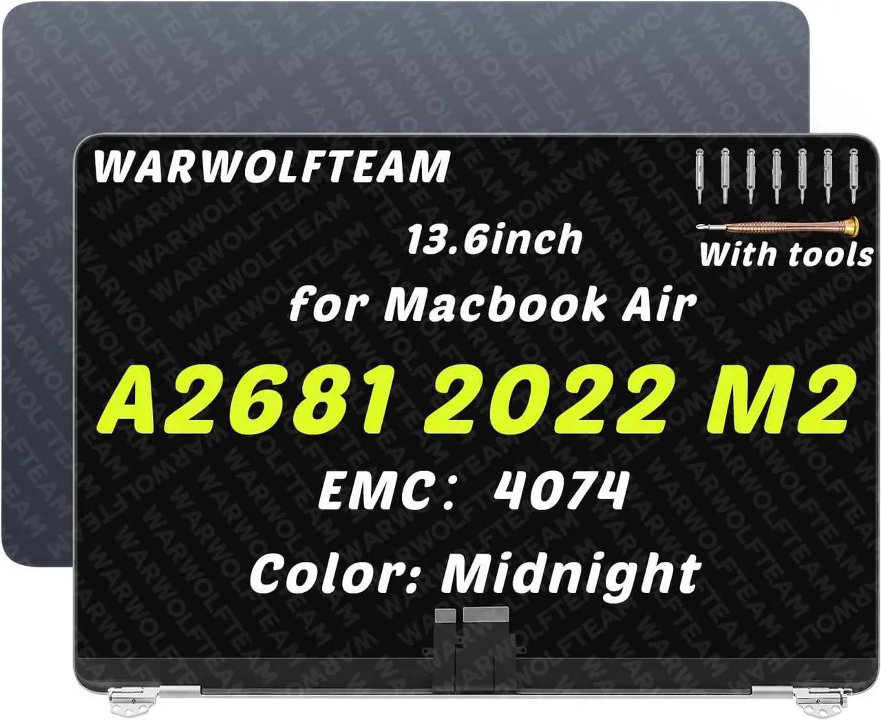 Main image of NUOLAISUN 13.6in Compatible with MacBook Air Mac14,2 A2681 2022 M2 MLXY3LL/A MLY13LL/A 2560 x 1664 EMC 4074 LCD LED Screen Digitizer Replacement Complete Assembly (Midnight)