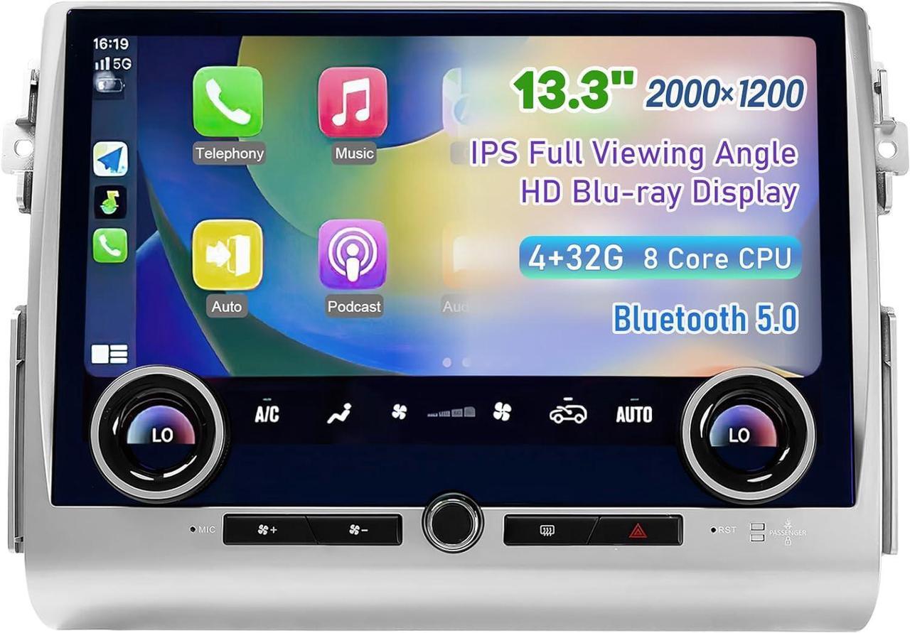 Main image of NUOLAISUN Replacement for Toyota FJ Cruiser Radio Upgrade 2007-2022, Silver 13.3" Android Head Unit TS10, 4+32G, Wireless CarPlay & Android Auto, GPS Navigation, AHD Backup Camera