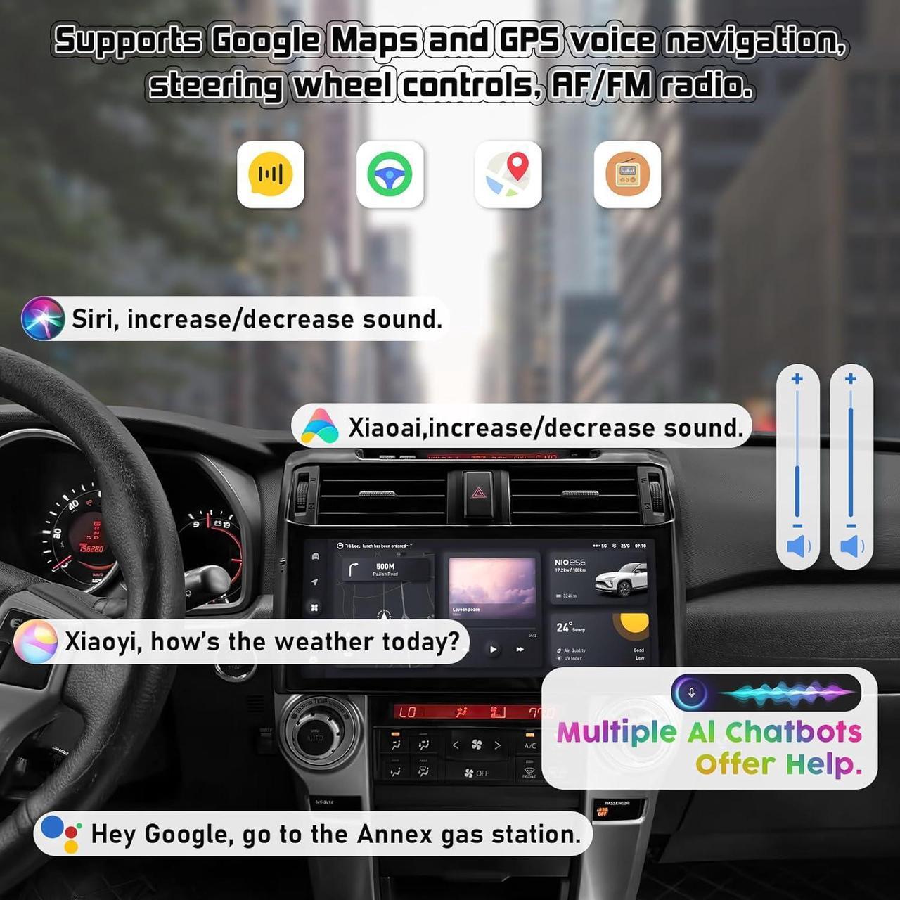 Alt view image 4 of 7 - NUOLAISUN Car Stereo Radio Dash Kit for Toyota 4Runner Radio LCD Screen 2009-2022, Black Lower 12.3" Android Head Unit TS10, 4+32G, Wireless CarPlay & Android Auto, GPS Navigation, AHD Backup Camera